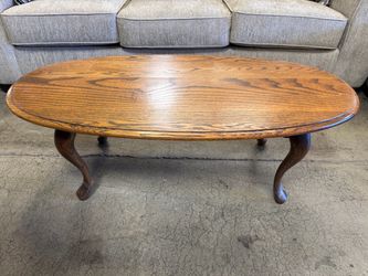 Oval Oak Coffee Table with Cabriole Legs