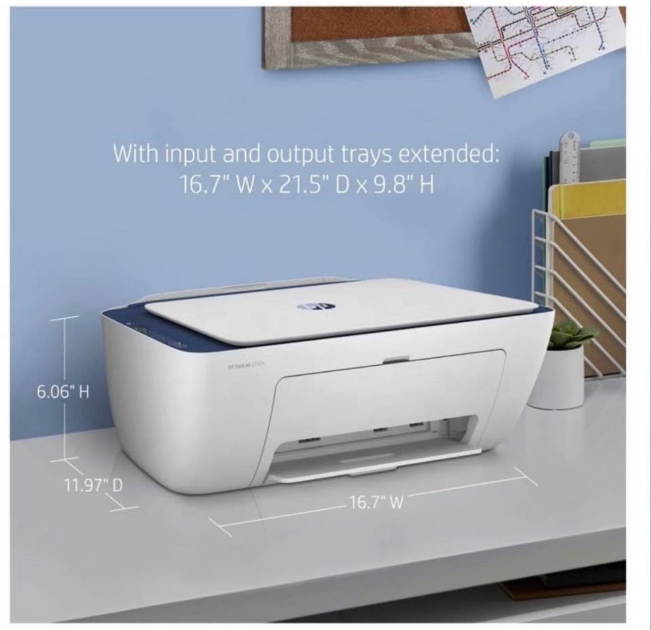HP DeskJet 2742e All-in-One Wireless Color Inkjet Printer (Blue Steel) BRAND NEW