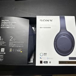 Sony WH-1000XM4 Wireless Noise Canceling Overhead Headphones with Mic for Phone-Call, Voice Control, Blue