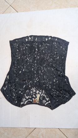 Eyeshadow Black Lace Strapless Corset Top large
