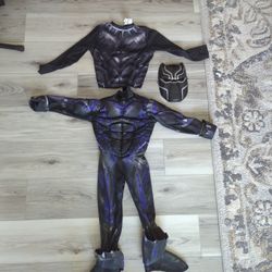 Black Panther Muscle Costume Shirt And Mask 3-4T