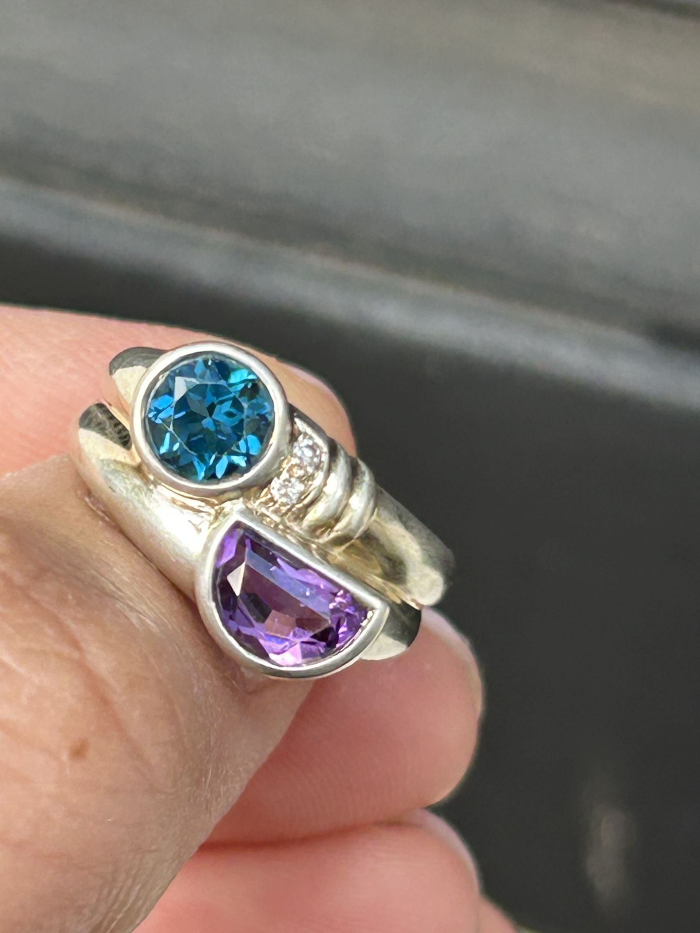 Amethyst Topaz Sterling Silver Ring 925 Size 6.5 Jewelry ring