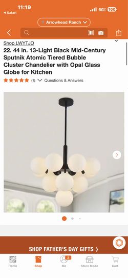 Shop LWYTJO 22. 44 in. 13-Light Black Mid-Century Sputnik Atomic Tiered Bubble Cluster Chandelier with Opal Glass Globe for Kitchen