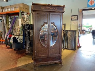 PULASKI Towering Ornate Vintage Wardrobe w/ Hanging Storage