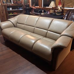 Beige leather couch