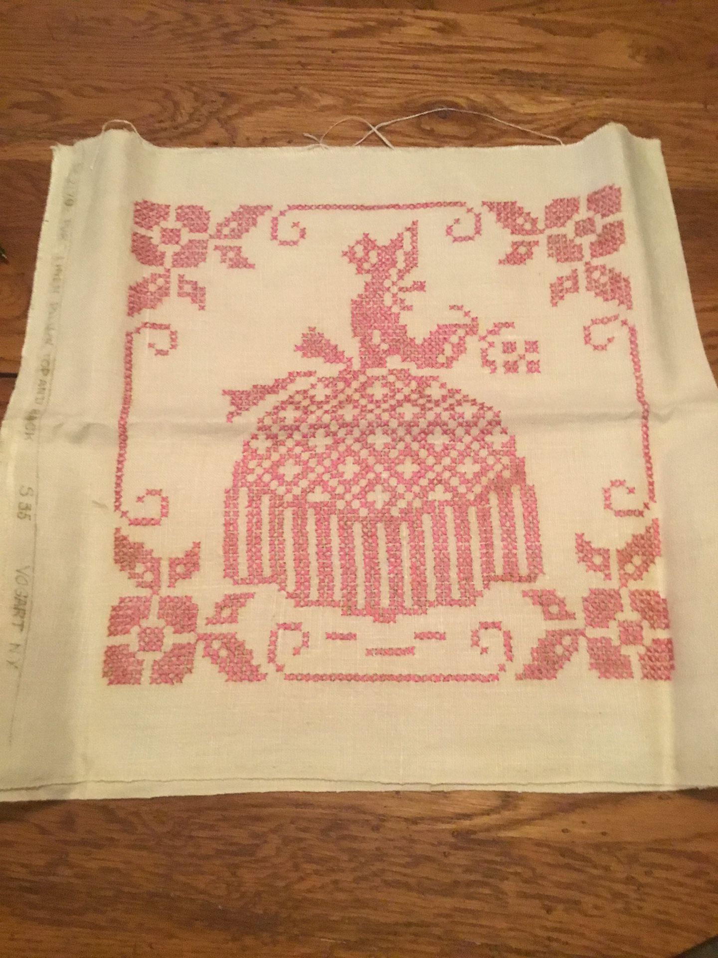 VINTAGE EMBROIDERED LINEN PILLOW CASE COVER