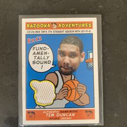 Tim Duncan Game Worn Jersey Card – Bazooka Adventures 2005 – San Antonio Spurs
