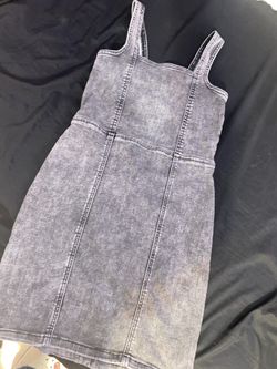 Girls Black Denim Dress 