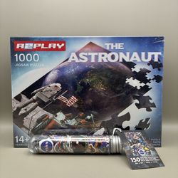 A2Play Space Puzzle Bundle -The Astronaut 1000pc + NASA Patches 150pc Mini - New