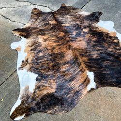  Tricolor Brindle Cowhide Rug