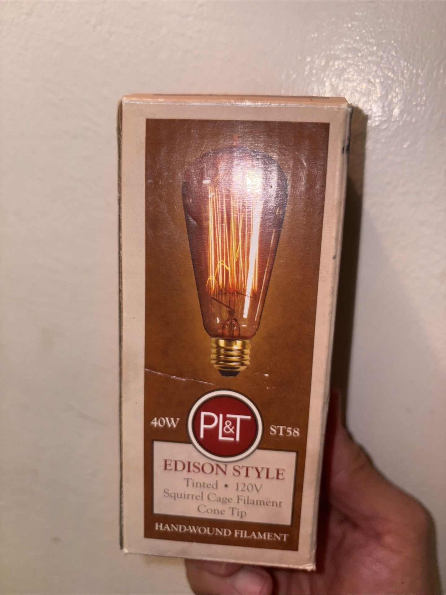 Edison Style Sguirrel Cage Filament ST58 Tinted Light Bulb 40W Cone Tip
