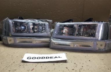 #166 Fit 03-23 Express/Savana 1500/2500/3500 U-Style LED DRL Headlight + Parking/Turn Lamps Chrome/Clear 