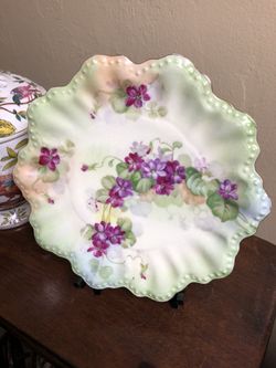 Vintage Lantanier Limoges Floral Plate - Scalloped