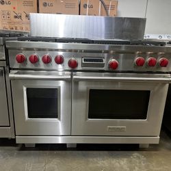 Wolf 48”Wide Dual Fuel Range Stove In Stainless Steel 