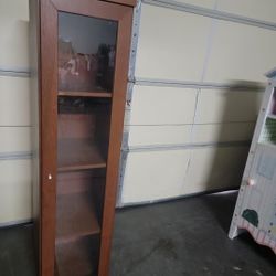 Wood Shelf Cabinet With Glass Doors 