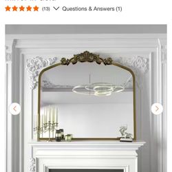 Apmir 36 in. W x 30 in. H Arch Aluminum Alloy Framed French Cleat Mounted Baroque Wall Decor Bathroom Vanity Mirror in Gold