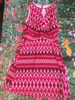 DONNA MORGAN halter dress pink red white sheath