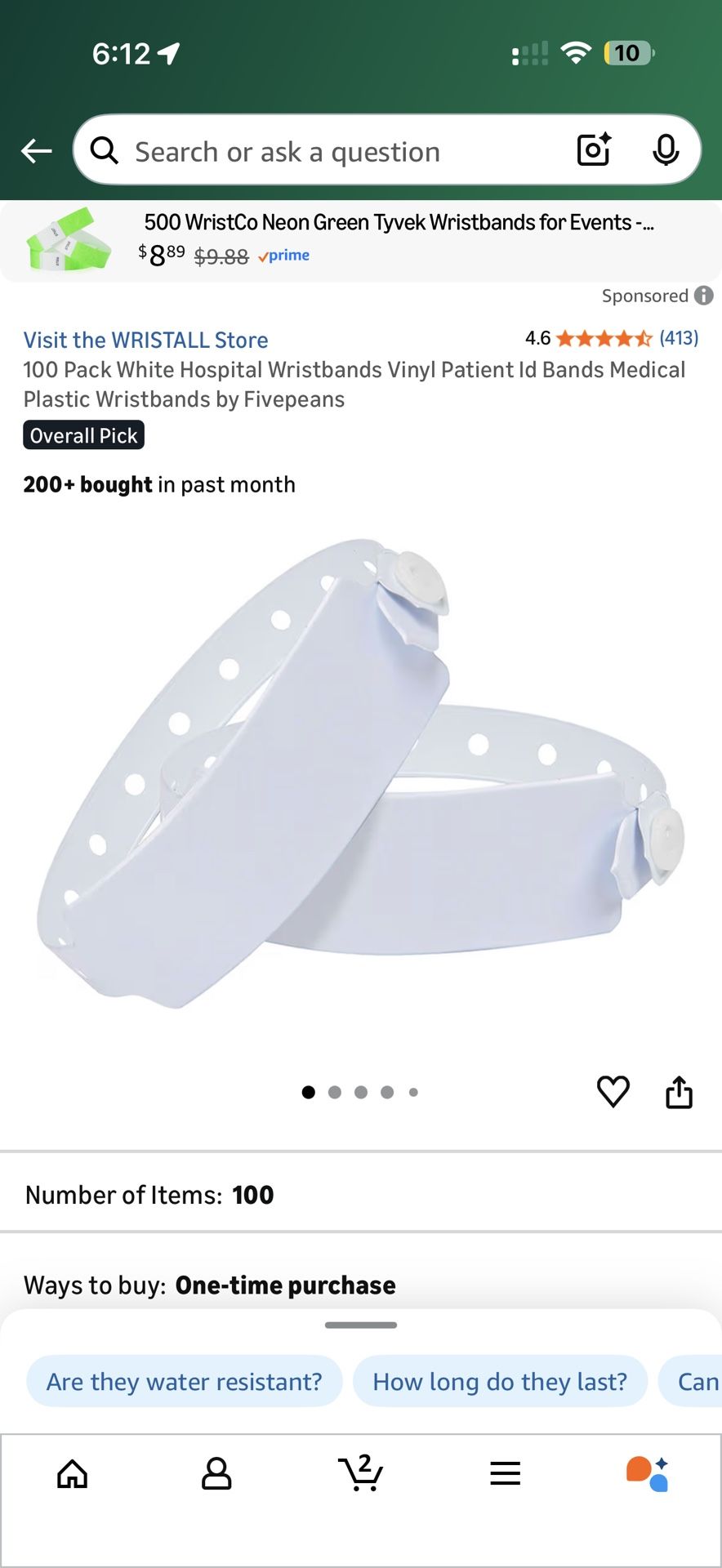 100 Pack White Hospital Wristbands Vinyl Patient Id Bands Medical Plastic Wristbands by Fivepeans