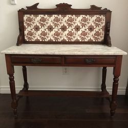 1870 VICTORIAN WASH STAND WITH MARBLE TOP