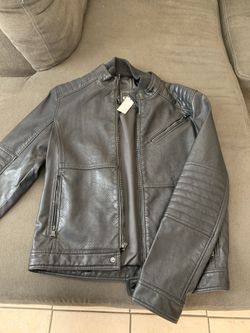 Men’s small leather express jacket. Brand new.