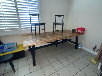 Dining Table + 4 Black Chairs