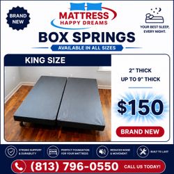 Brand New King Size Box Spring for Mattress - All Sizes Available - Same Day Pickup & Delivery Available