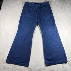 Vintage 70s US NAVY Men’s 31 x28 Seafarer Bell Bottom Flare Denim Trousers #1227