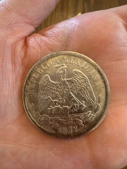 Moneda nacional antigua del año 1872 de un peso.