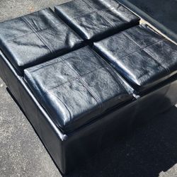 Large Black Leather Ottoman With Storage