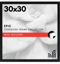 Americanflat 30x30 Poster Frame - Engineered Wood - Black Polished plexiglass front, hangs vertical or horizontal, sawtooth hangers included, secure t