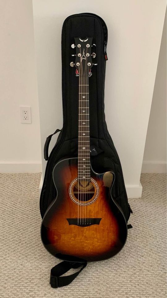 Dean-exhibition Quilt Ash Acoustic/electric Guitar (tiger-eye red)