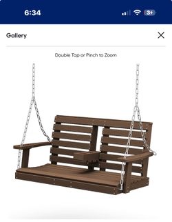 New in box Serwall 2-Person Brown Hanging Swing Chair with Foldable Center Cup Holder, brown