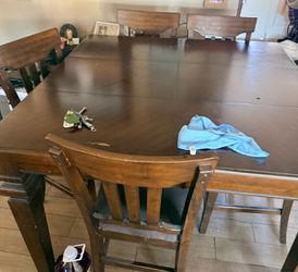6chair solid wood high table