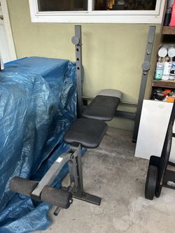 Weight Bench with Rack and Leg Curl/Extension 