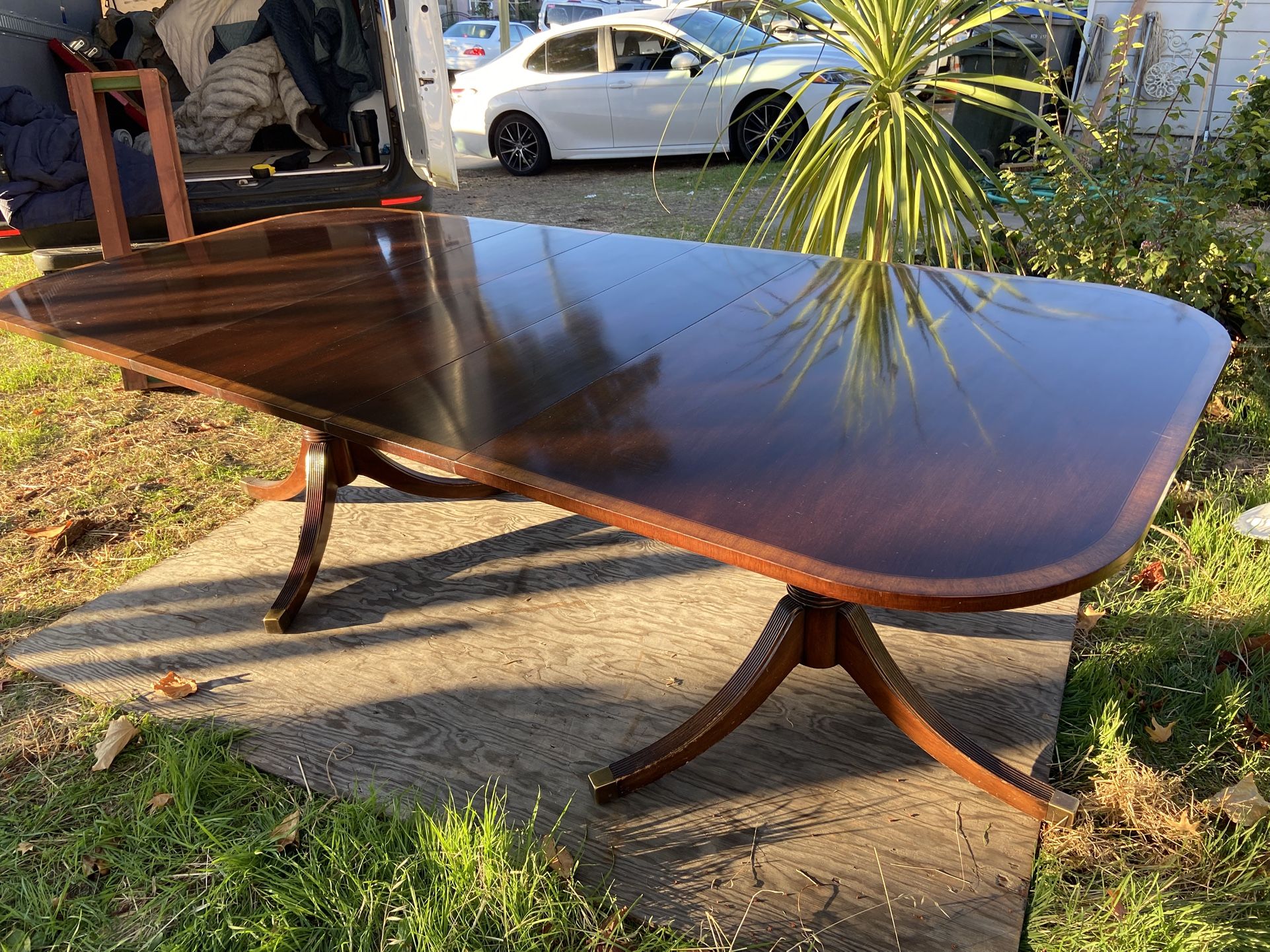 Vintage Mid Century Modern Double Pedestal Mahogany Kitchen Table 