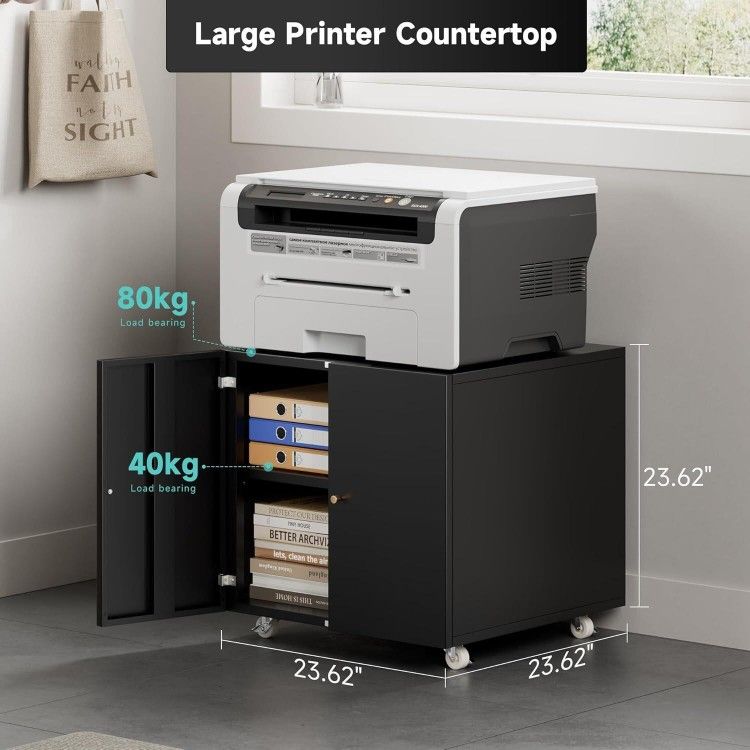 New Warmiehomy Black Metal Printer Stand with Wheels