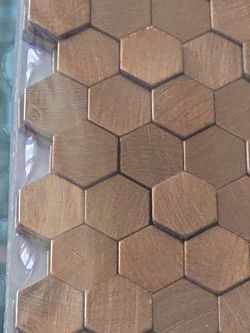 10 Brushed Rose Gold/Copper mini Hexagon Metal Mosaic Tile Sheets