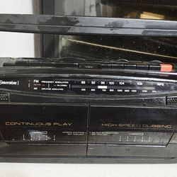 Vintage Emerson Model AC 2332 Dual Cassette Player Dubber AM FM Radio Graphic EQ