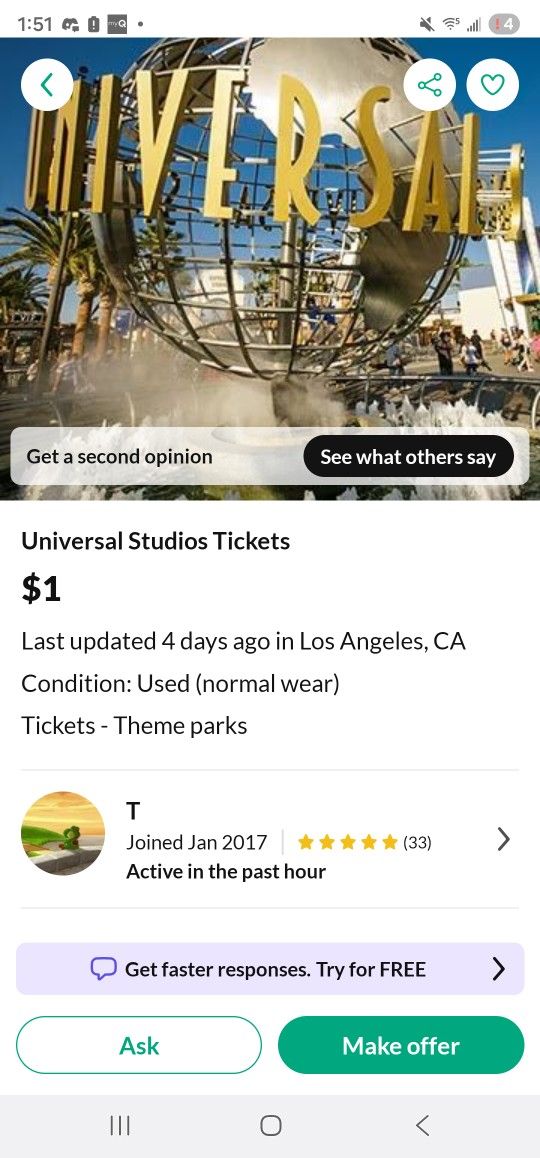 Universal Studios Hollywood - Check Seller
