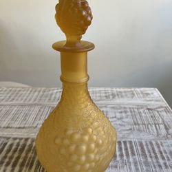 Vintage "Imperial Grape" Pattern Decanter And Frosted Amber Glass Finish