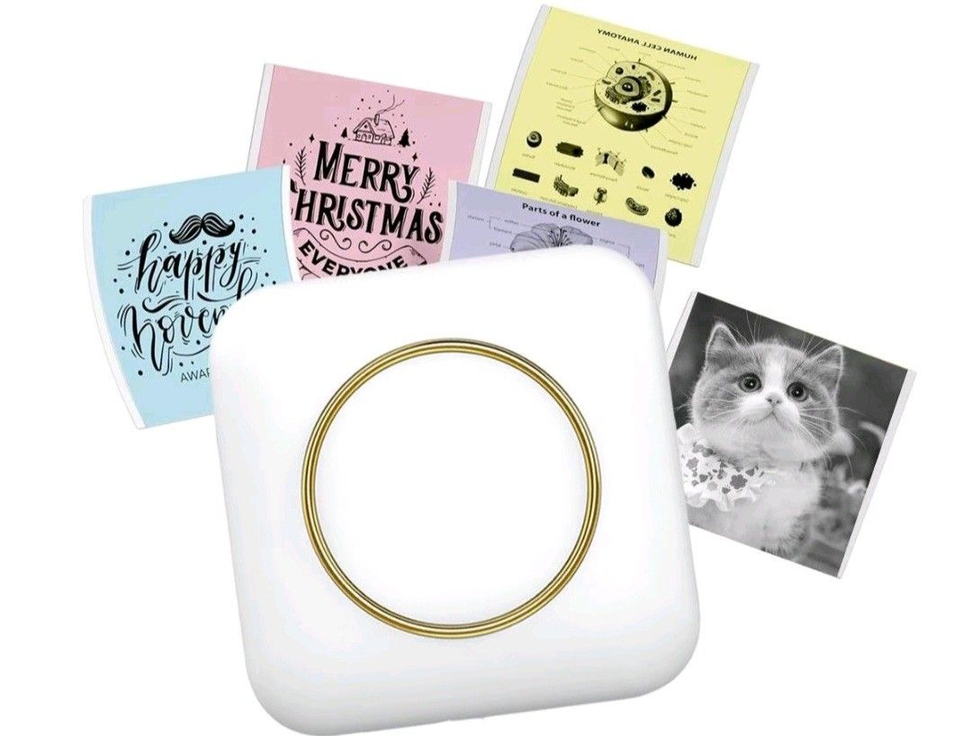 Portable Mini Sticker Printer Including USB Rechargeable Wireless Photo Printer With Print Paper & Accessories