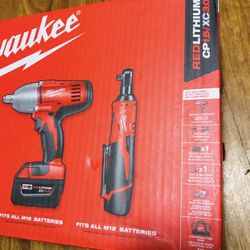 Milwaukee 2663-22RH M18/M12 12/18-Volt Lithium-Ion Cordless 3/8 in. Ratchet and 1/2 in. Impact Wrench with Friction Ring Combo Kit. Factory Sealed 