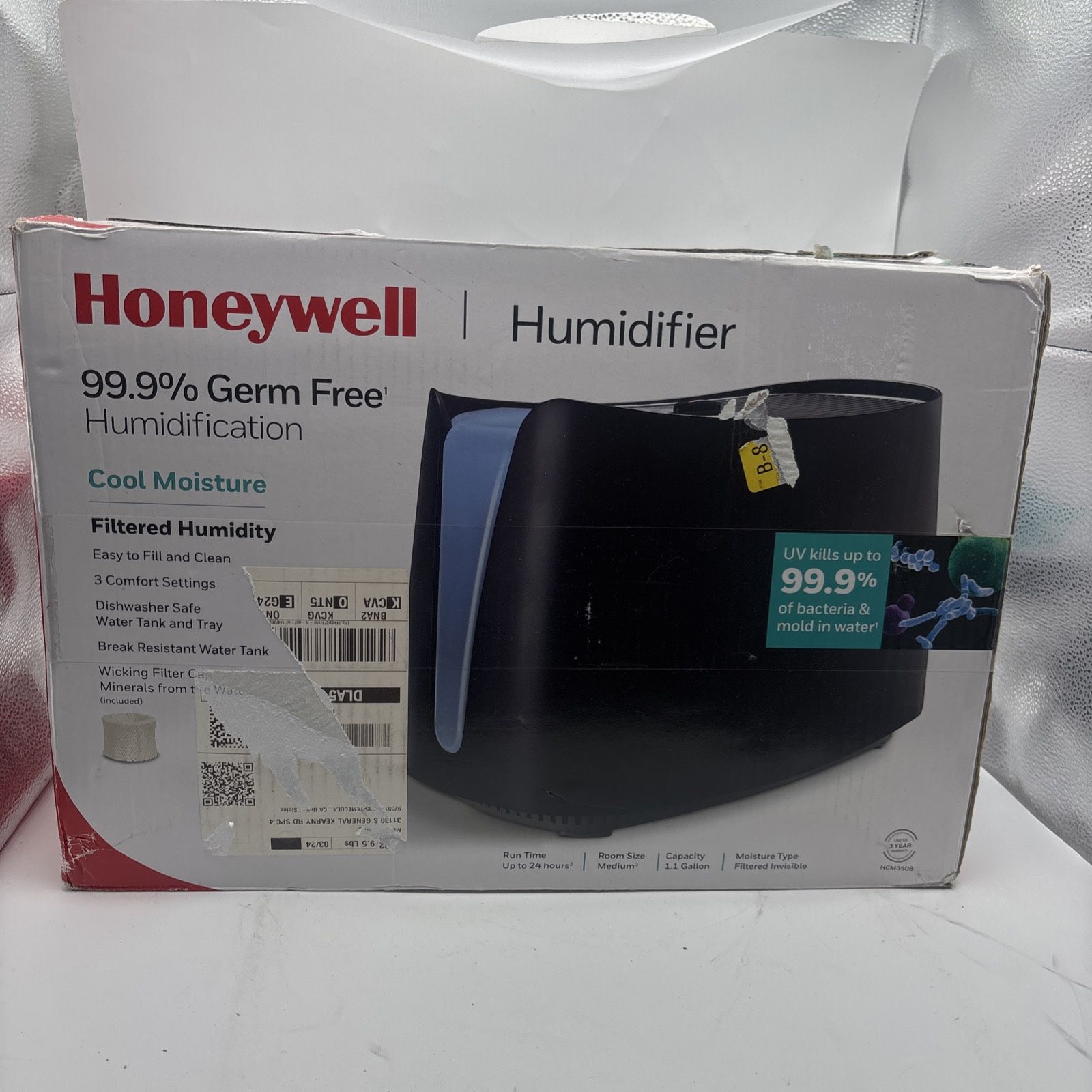Honeywell Cool Moisture Cool Mist Humidifier HCM350BV3 Black BRAND NEW