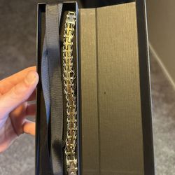 Mens Gold and Steel Cross Bracelet 