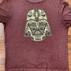 Darth Vader Star Wars Long Sleeve Maroon Thermal Waffle Knit Shirt Size Large
