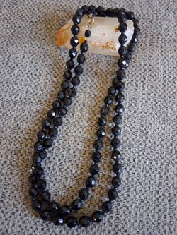 Vintage Black Faceted Beaded Necklace