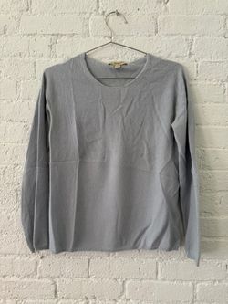 Burberry London Cashmere Crewneck Sweater — Pale Blue, Size M