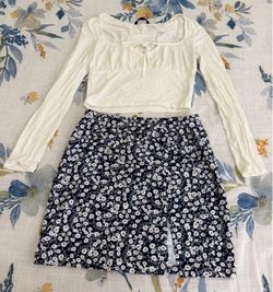 White Crop Top and Floral Mini Skirt Set