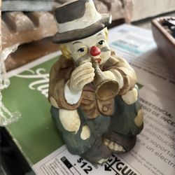 Ceramic Clown Trumpeter Figurine