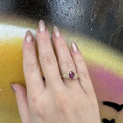 10k NAT DIAMOND AND RUBY RING 